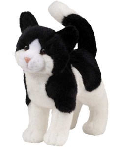 Black And White Cat Plush Stuffed Animal 12 Inch at Animalden.com